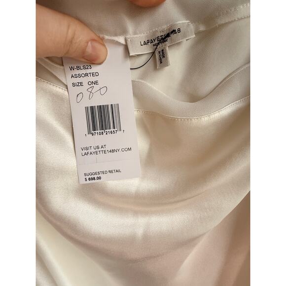 Lafayette 148 New York Silk Charmeuse Cowl Neck Camisole 1X Ivory $698 NWT - Picture 5 of 5